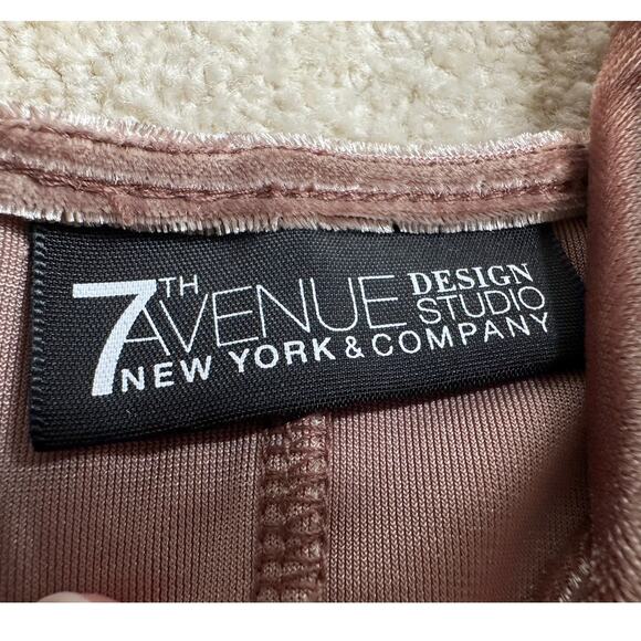 7th Avenue: Crushed Velvet Neutral Dusty Pink Tie Back Blouse - Picture 3 of 7